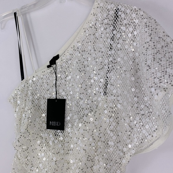REVOLVE NBD Ibiza White Silver Sequins Mini Dress - Picture 4 of 6